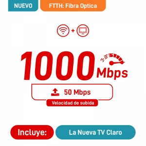 2 Play Fibra Optica 1000Mbps + Televisión