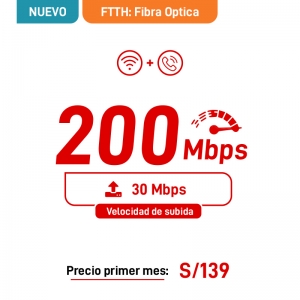 2 Play Fibra Optica 200Mbps + Telefonía