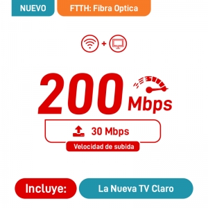 2 Play Fibra Optica 200Mbps + Televisión