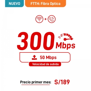 2 Play Fibra Optica 300Mbps + Telefonía