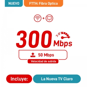 2 Play Fibra Optica 300Mbps + Televisión
