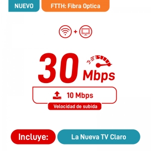 2 Play Fibra Optica 30Mbps + Televisión