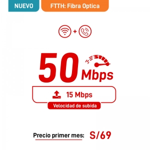 2 Play Fibra Optica 50Mbps + Telefonía