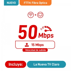 2 Play Fibra Optica 50Mbps + Televisión