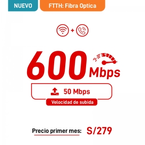 2 Play Fibra Optica 600Mbps + Telefonía