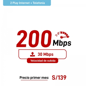 2 Play Hogar - Teléfono + Internet 200Mbps