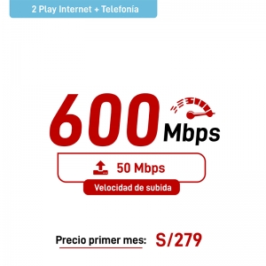 2 Play Hogar - Teléfono + Internet 600Mbps
