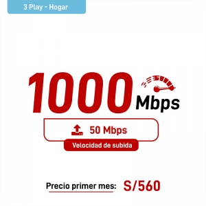 3 Play Hogar - TV + Teléfono + Internet 1000Mbps