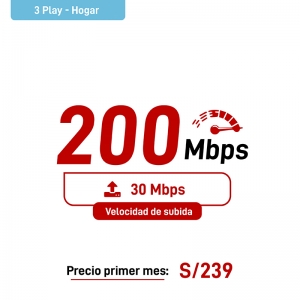 3 Play Hogar - TV + Teléfono + Internet 200Mbps