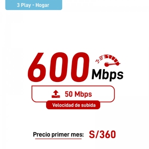 3 Play Hogar - TV + Teléfono + Internet 600Mbps